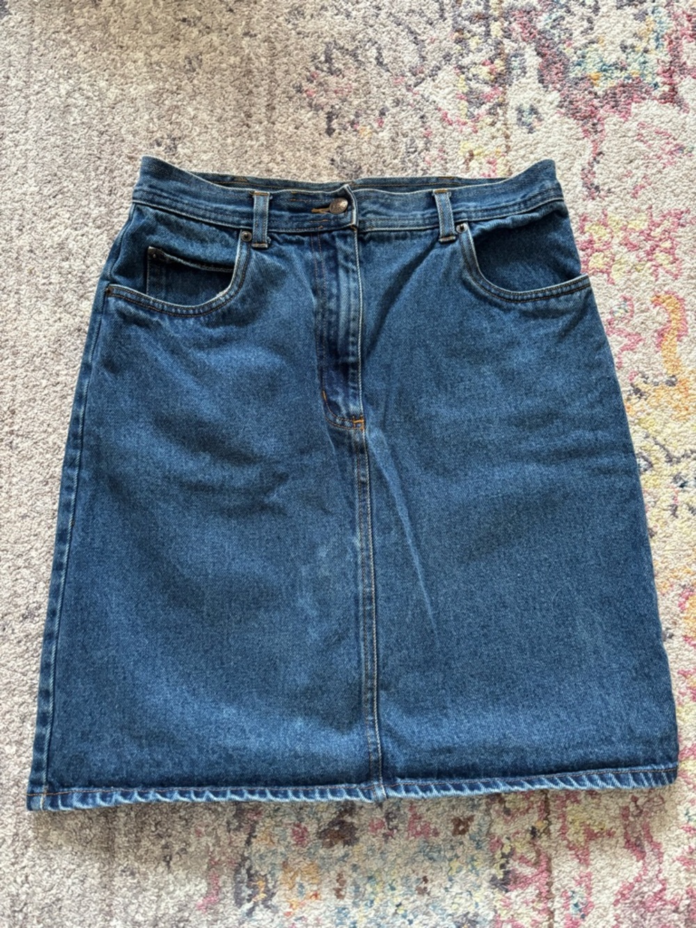 Bill Bass Jean MIDI Skirt - Blue cotton denim